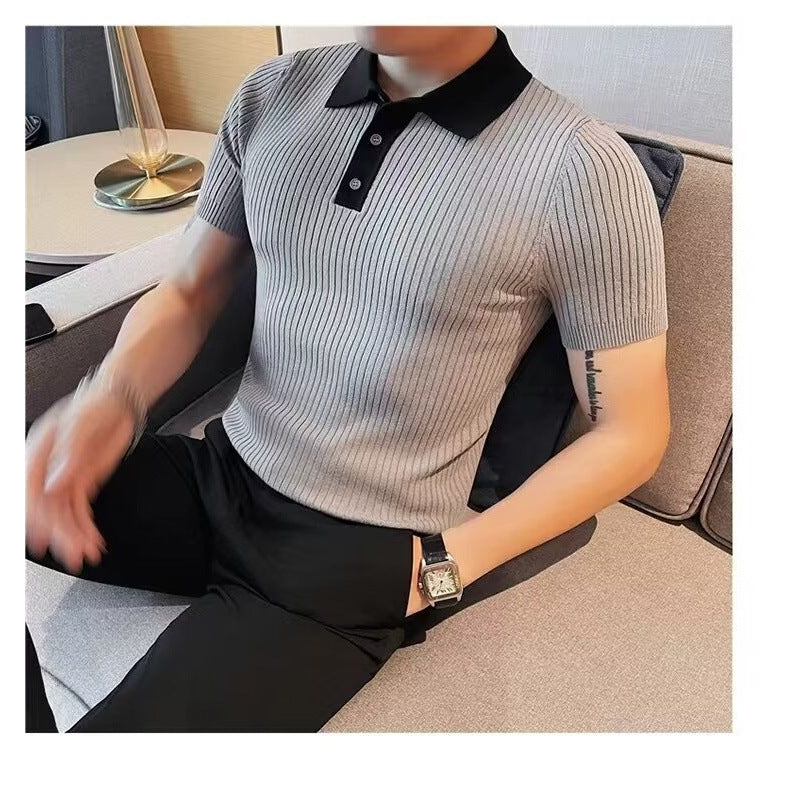 Men's Short Sleeve Polo Shirt with Ribbed Structure Mune Fashion