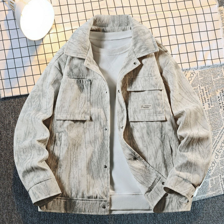 Men's utility overshirt in vintage look with snap button placket, flap pockets & brushed texture Mune Fashion