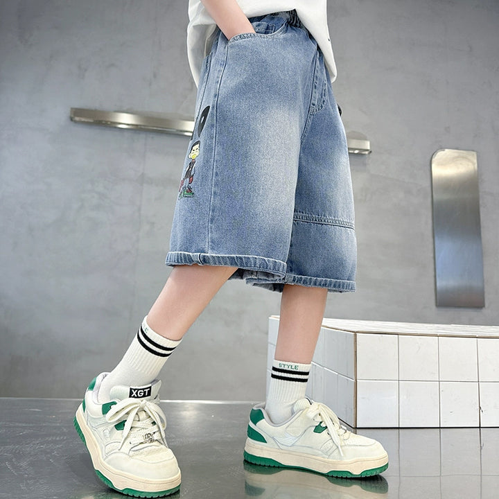 Boys denim shorts with exclusive comic print Mune Fashion