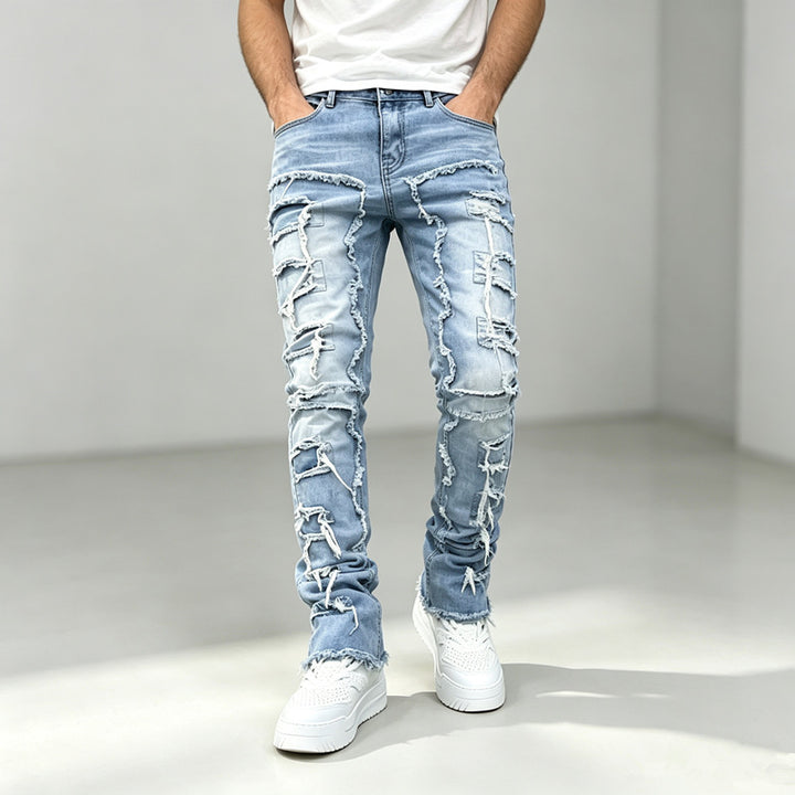 Men's Fashion Ripped Jeans with Creative Destroyed Details Mune Fashion