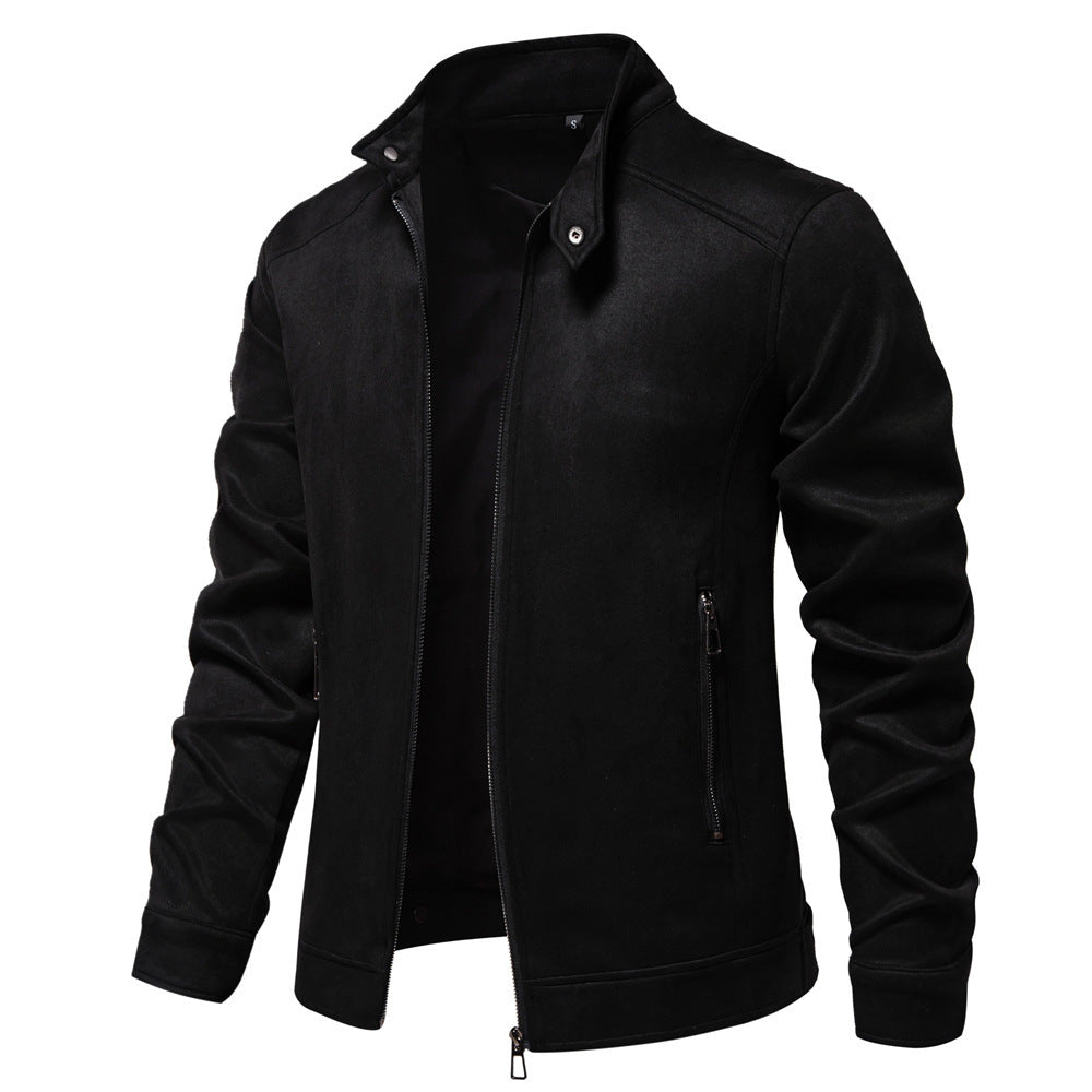 Men's napa suede jacket with stand-up collar, slim fit and zip pockets Mune Fashion