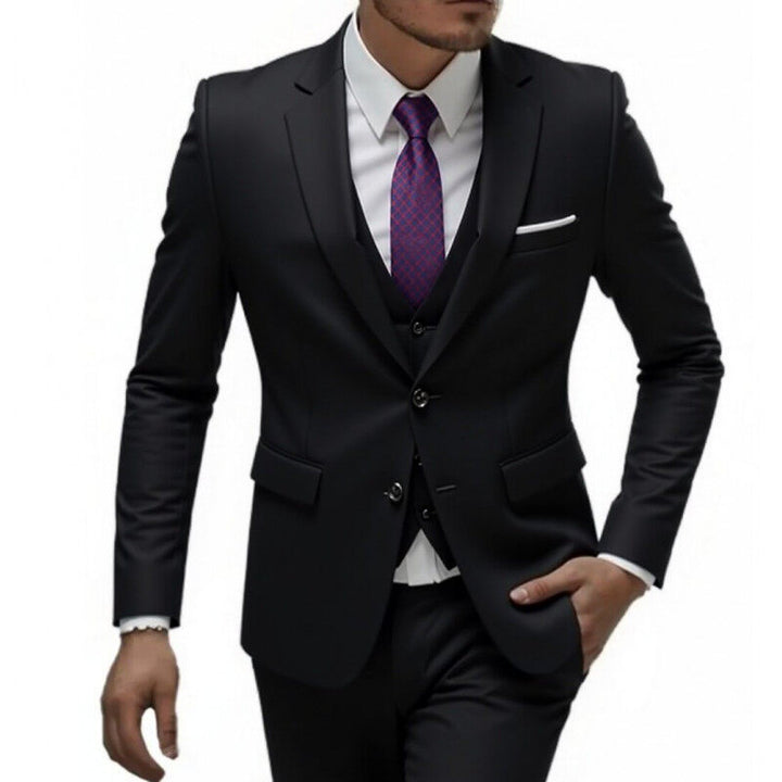 Men's three-piece Slim-Fit suit set with vest, slim lapel and tailored silhouette Mune Fashion