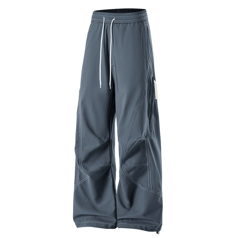 Men's loose cargo pants with elastic waistband, drawstring and side zip pocket Mune Fashion
