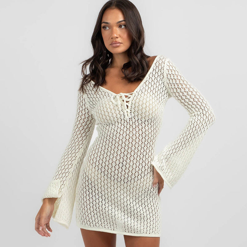 Ladies airy crochet maxi coat Mune Fashion