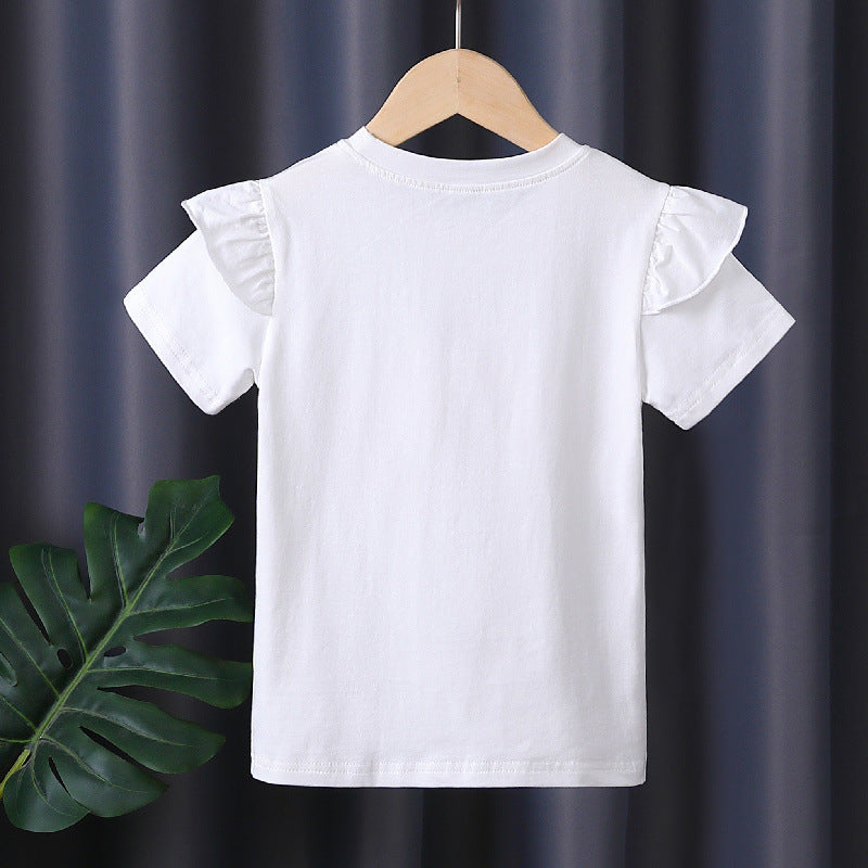 Girl's T-shirt with ruffle details and heart applique Mune Fashion