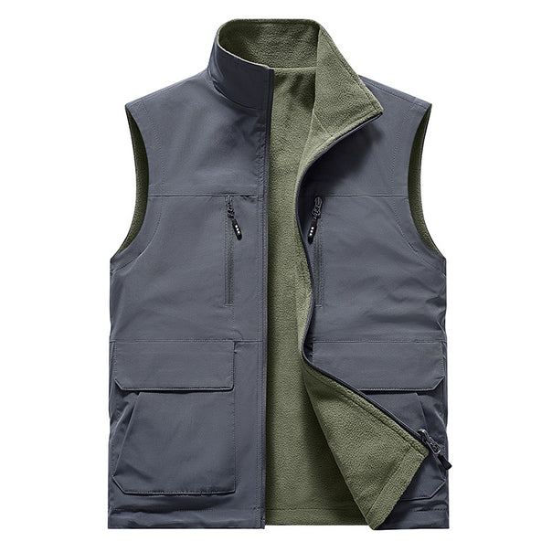 Men's fleece vest with stand-up collar, breathable lining & zip pockets Mune Fashion