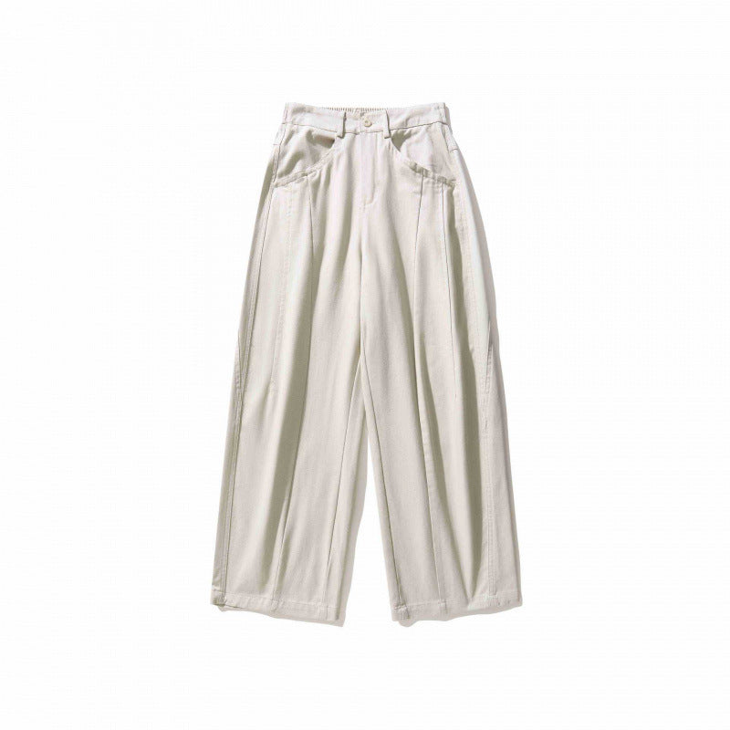 Ladies Wide Pleated Trousers with High Waist and Straight Wide Leg Mune Fashion