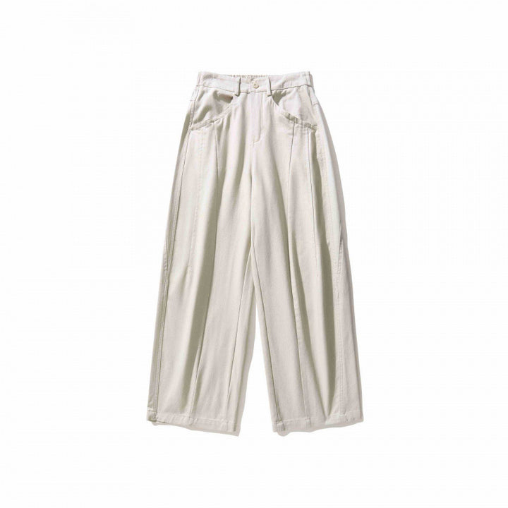 Ladies Wide Pleated Trousers with High Waist and Straight Wide Leg Mune Fashion