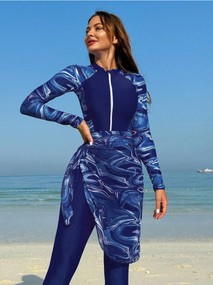Ladies Sporty Bathing Suit with Elegant Wrap Skirt Mune Fashion