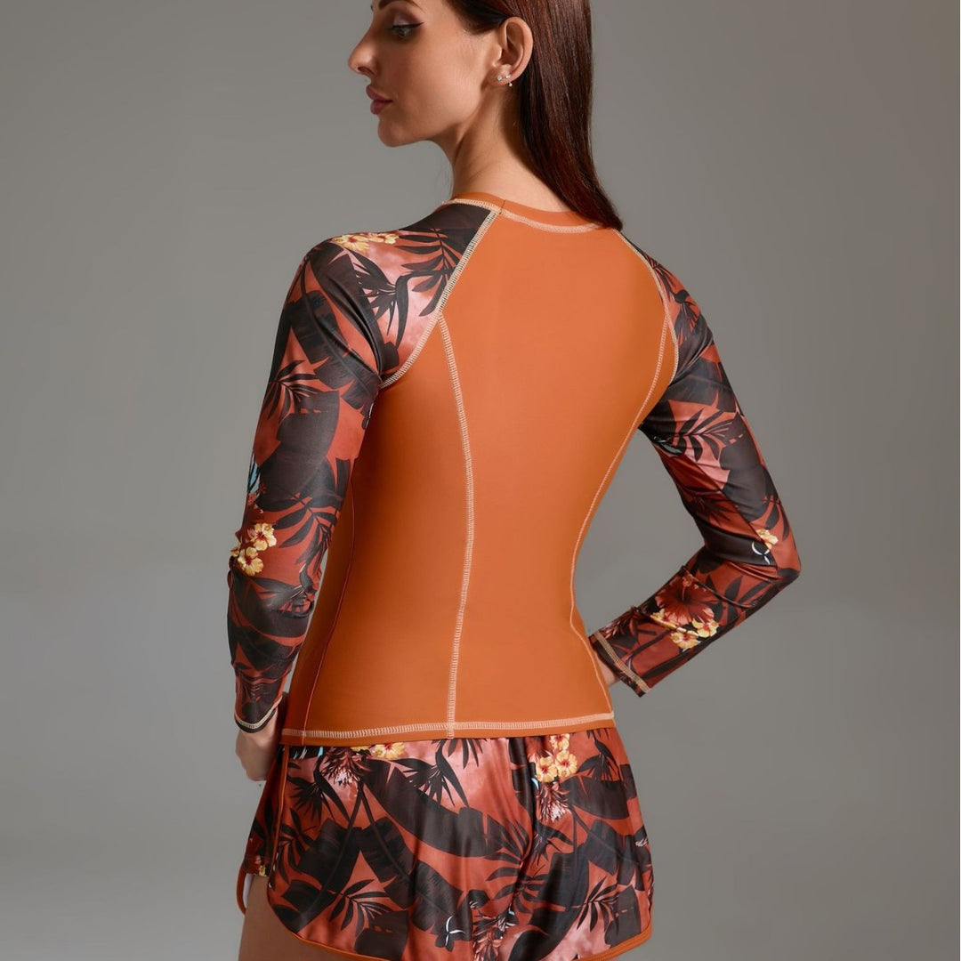 Women's Athletic Surf Suit Set with Floral Design and Seamless Cut Mune Fashion