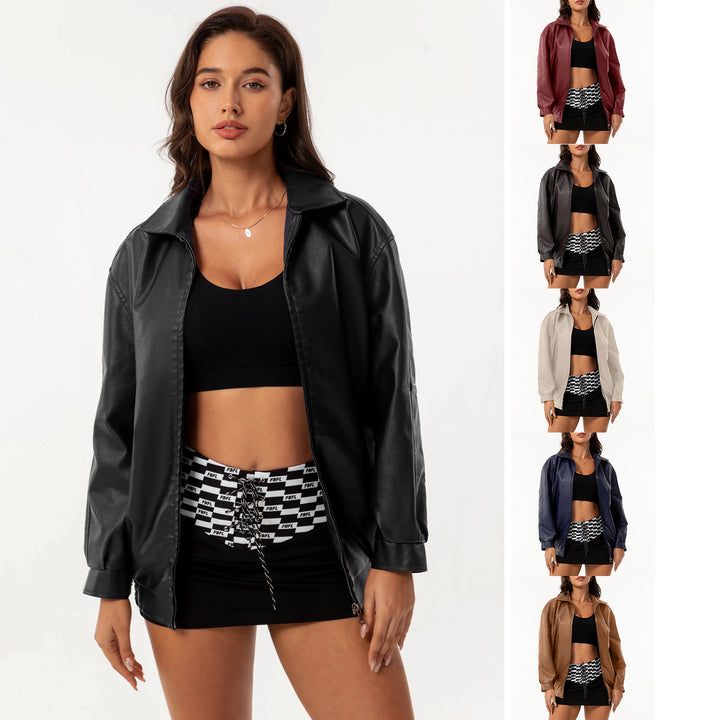 Women nan light satin bomber jacket with zipper and loose fit Mune Fashion