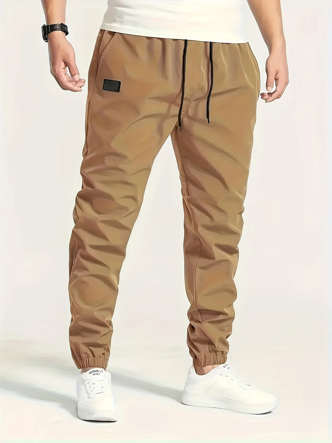 Men's Technical Jogging Pants in Tapered Utility Style with Elastic Waistband & Ankle Cuffs Mune Fashion