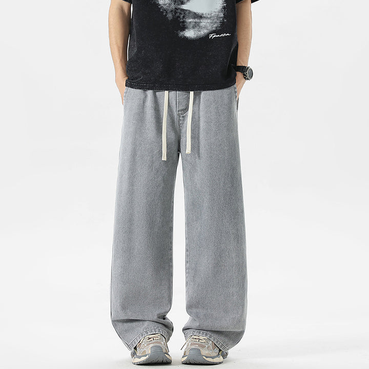 Men's Oversize Denim Baggy Pants with Drawstring and Stonewashed Cotton Mix Mune Fashion