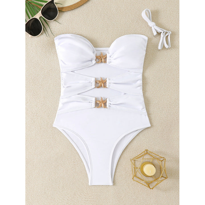 Women One-Piece Swimsuit with elegant buckles and refined gathers Mune Fashion