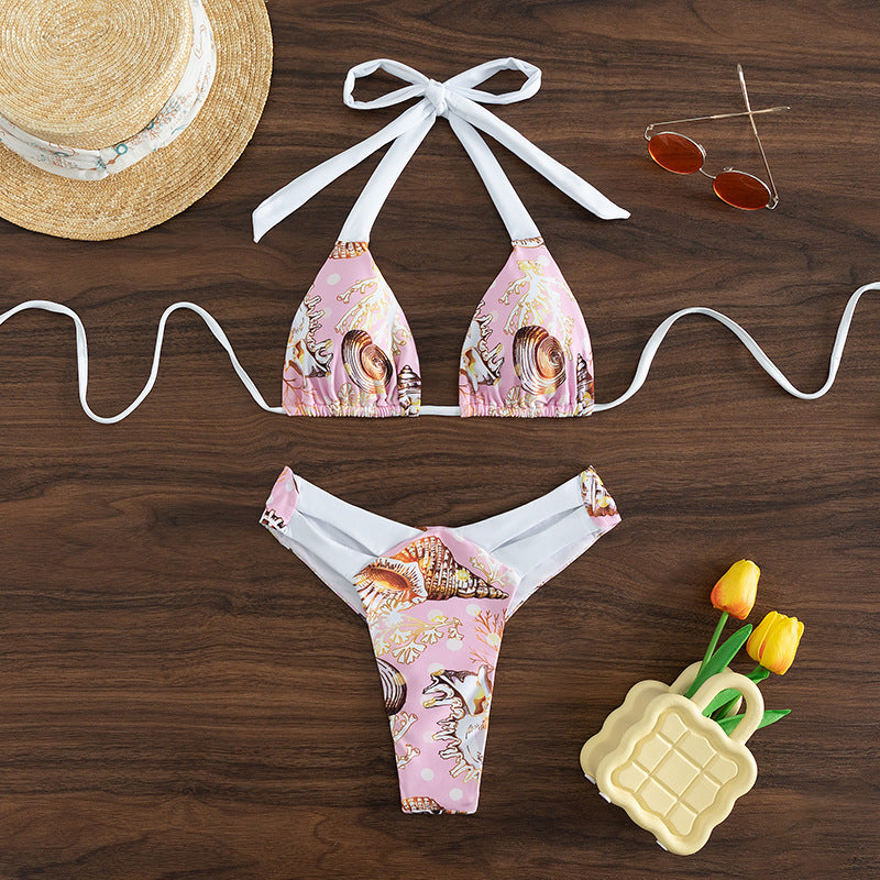 Women's triangle bikini with trendy shell pattern and sophisticated straps Mune Fashion