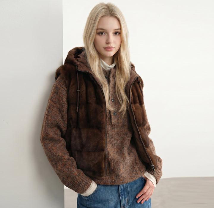 Women's Nan Urban Faux Fur Padded Vest with Hood, Zipper, and Insulating Padding Mune Fashion