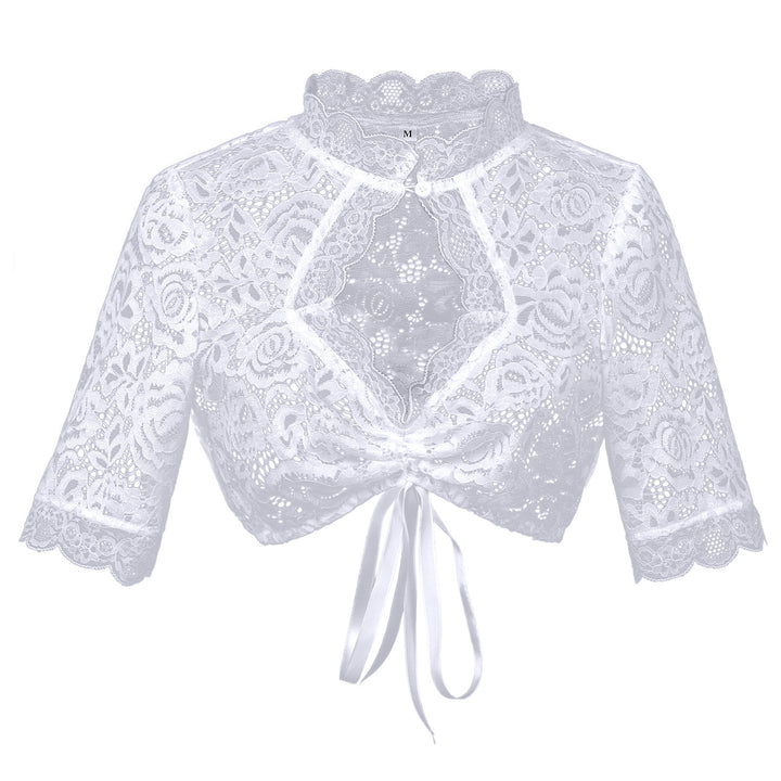 Ladies nan short-cut ruffle blouse in dirndl style with lacing Mune Fashion