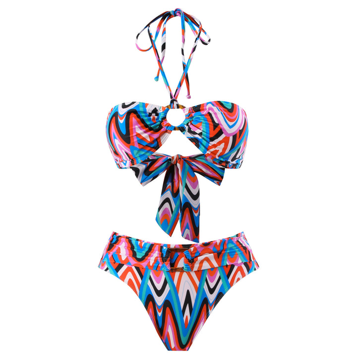 Women's bikini set with creative knot detail and flared skirt Mune Fashion