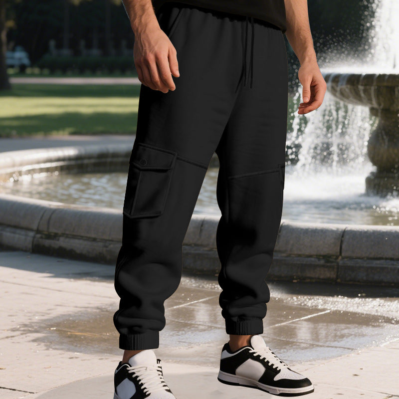 Men's Functional Cargo Jogging Pants with Drawstring, Safety Flap Pockets, and Elastic Ankle Cuffs Mune Fashion