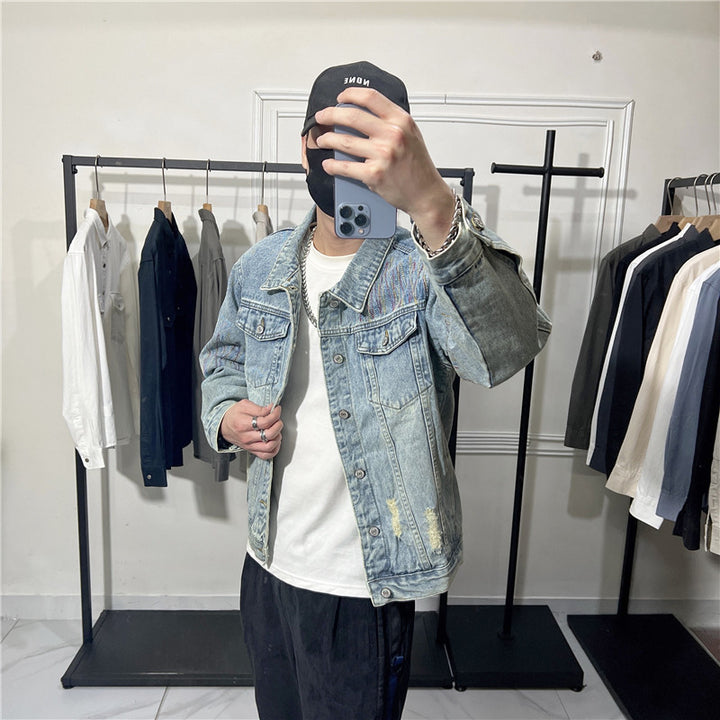 Men's Fashion Denim Jacket with Creative Applications Mune Fashion