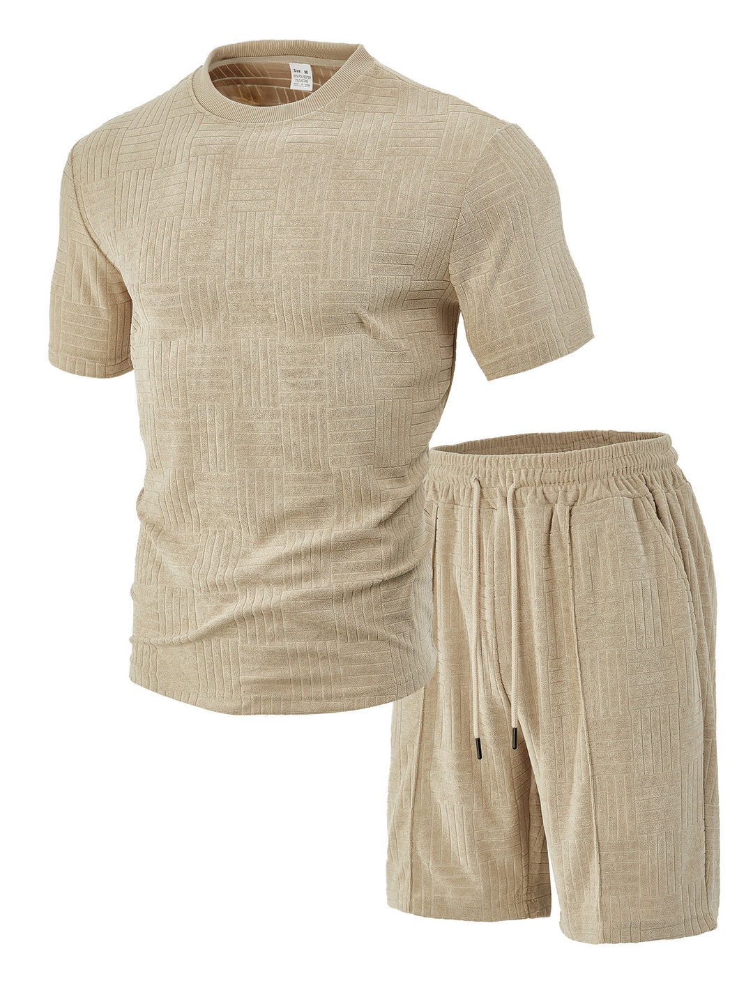 Men's nano relief structure lounge two-piece with short sleeve round neck and elastic drawstring Bermuda Mune Fashion