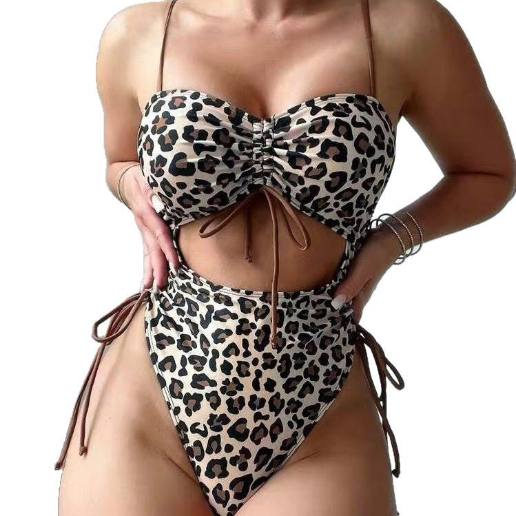 Women's bikini set with creative cut-out and trendy leopard pattern Mune Fashion