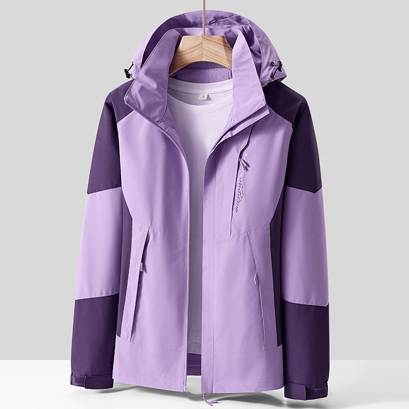 Unisex Breathable Softshell Outdoor Jacket in Colorblock Design with Adjustable Hood and Concealed Two-Way Zipper Mune Fashion