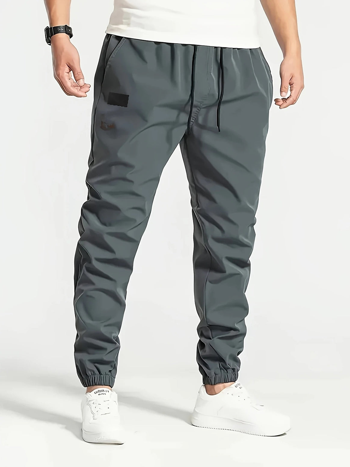 Men's Technical Jogging Pants in Tapered Utility Style with Elastic Waistband & Ankle Cuffs Mune Fashion