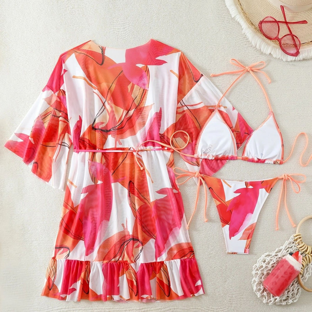 Women’s bikini set with floral kaftan Mune Fashion
