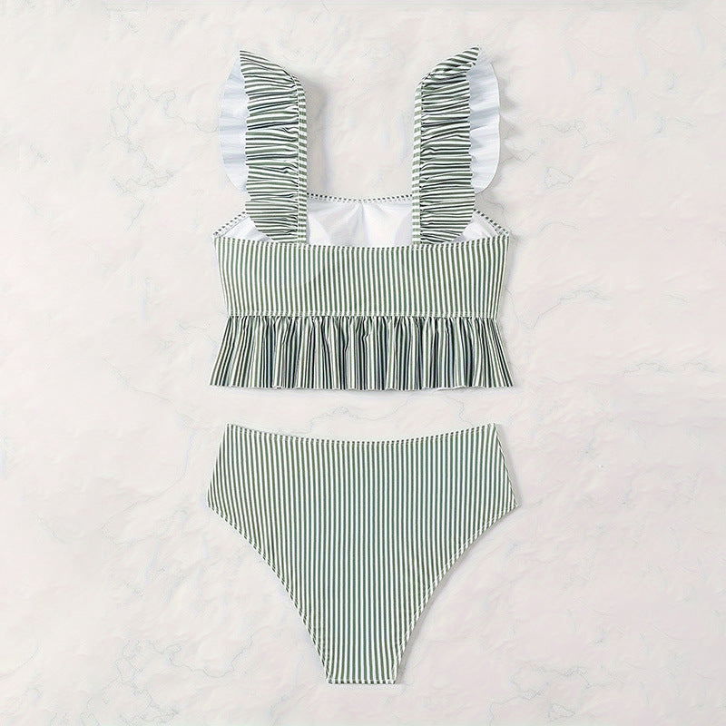 Women's beach tankini with ruffle design and high-waist pants Mune Fashion