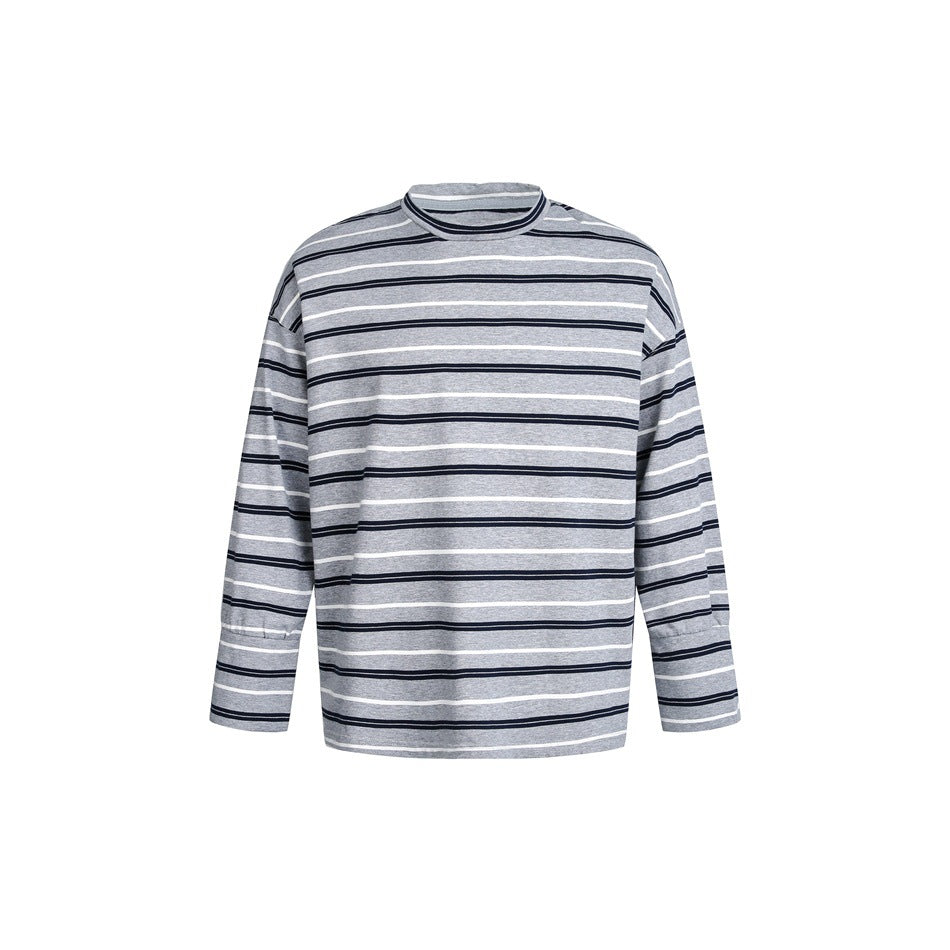 Unisex Striped Long Sleeve Shirt in Maritime Oversized Look with Ribbed Collar Mune Fashion