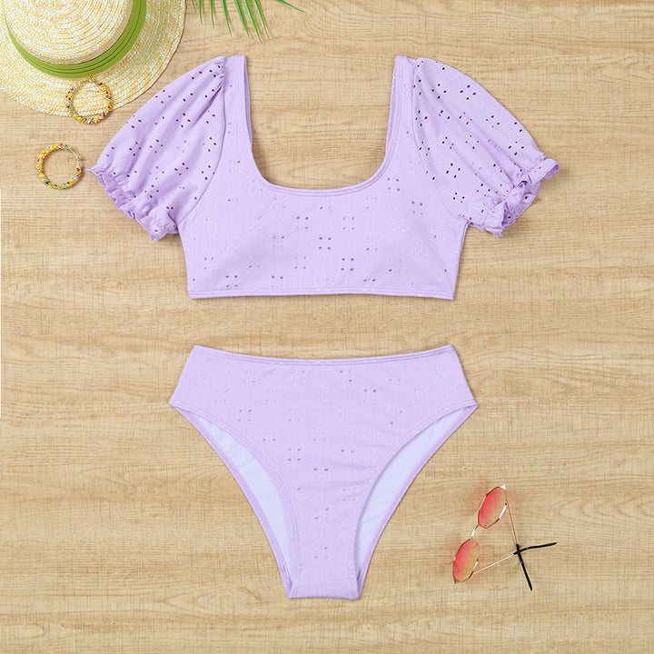 Women's bikini set with puff sleeves and floral details Mune Fashion