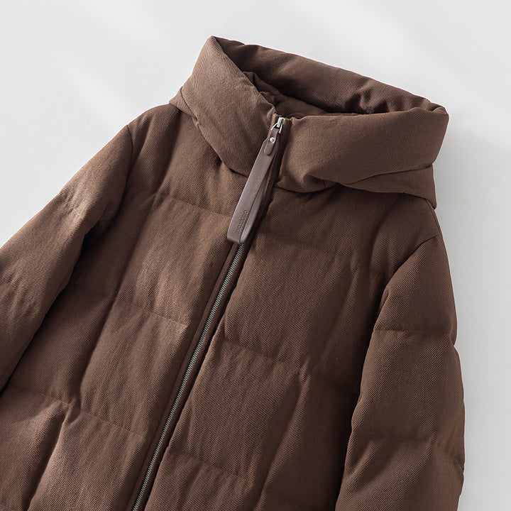 Women Long Cut Padded Stand Collar Coat with Two-Way Zipper Mune Fashion