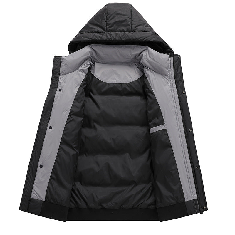 Men's Padded Hooded Jacket with Thermal Insulation and Stand-Up Collar Mune Fashion