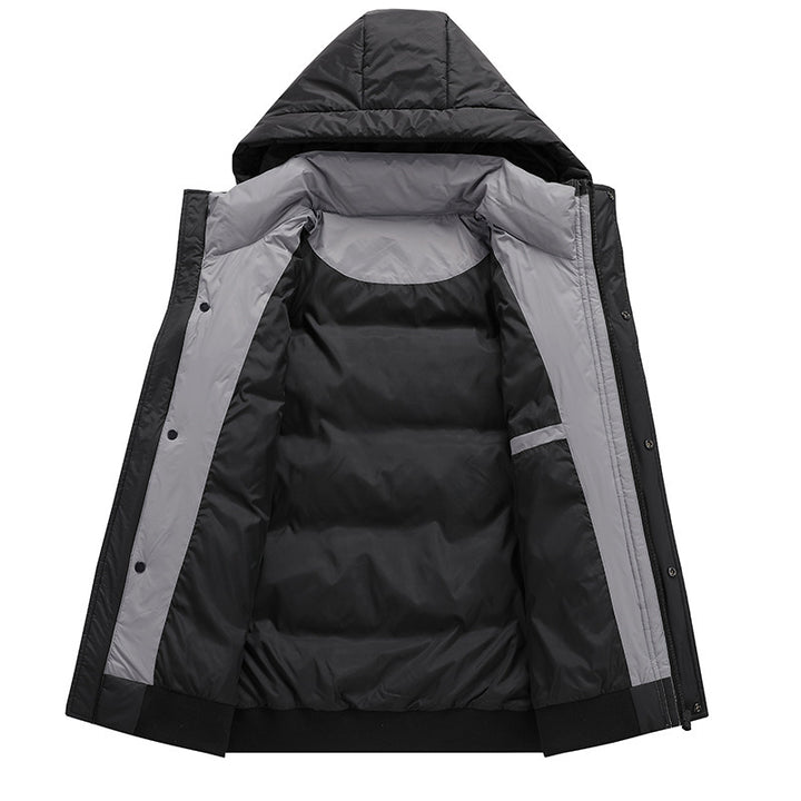 Men's Padded Hooded Jacket with Thermal Insulation and Stand-Up Collar Mune Fashion