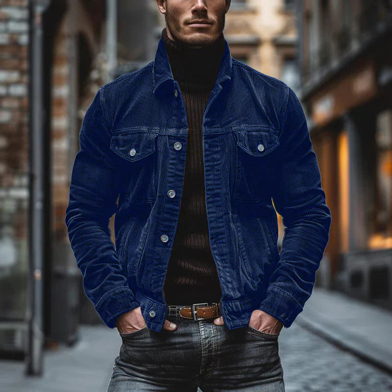 Men's cord jacket with tailored cut and snap button placket Mune Fashion