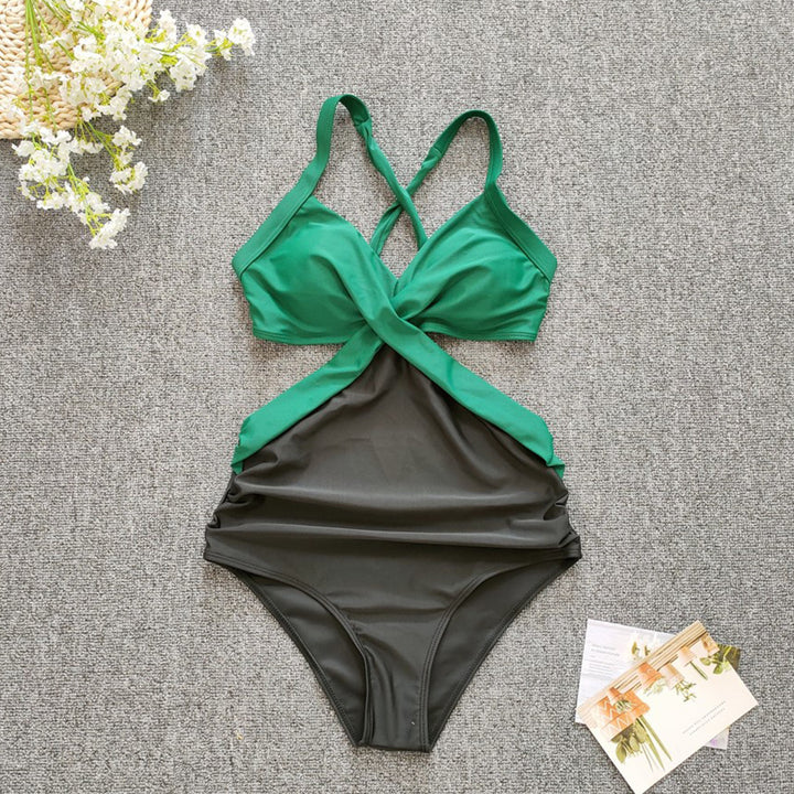 Women's One-Piece Swimsuit with Crossed Design Mune Fashion