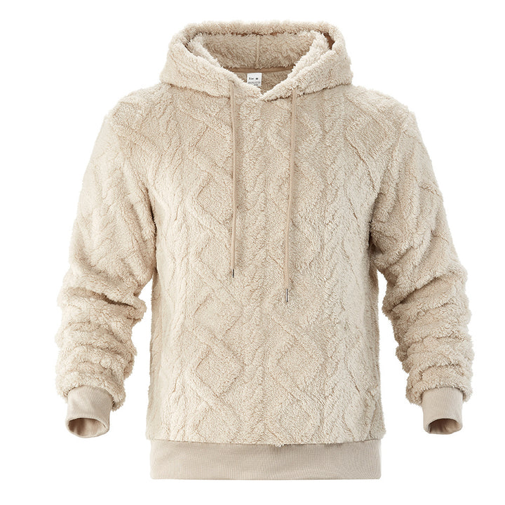 Men's teddy fleece hoodie with diamond structure, lined hood, and soft ribbed cuffs Mune Fashion