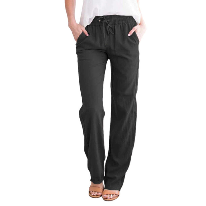 Women's lightweight linen pants with elastic waistband and wide leg Mune Fashion