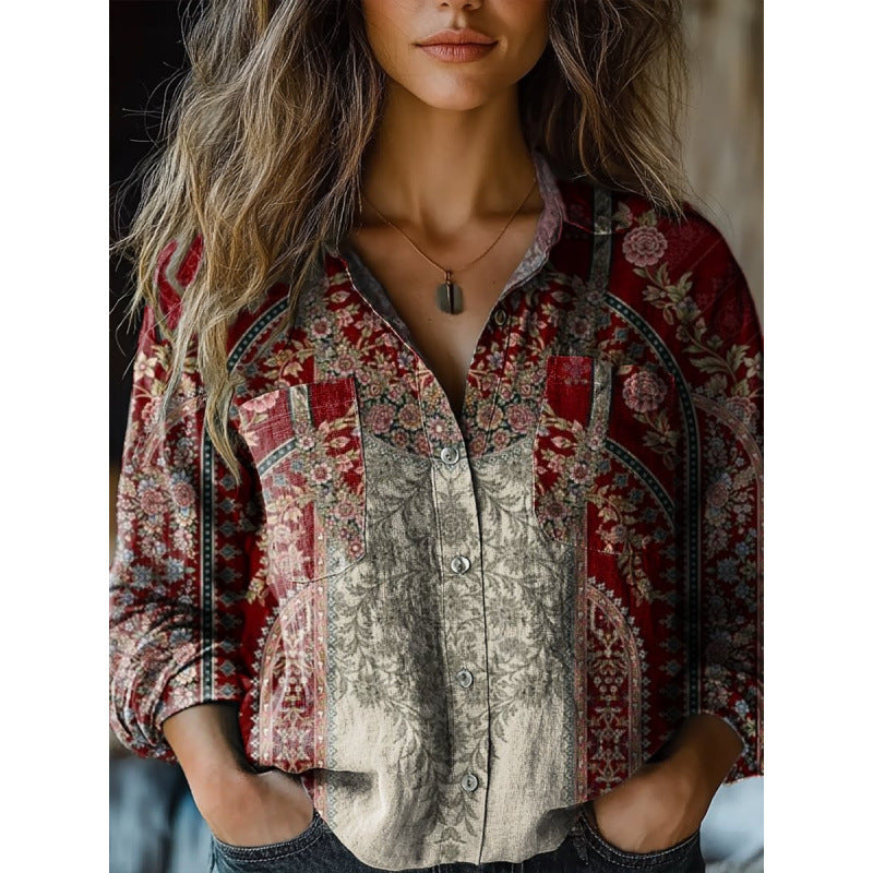 Ladies Stylish Blouse with Paisley Pattern Mune Fashion