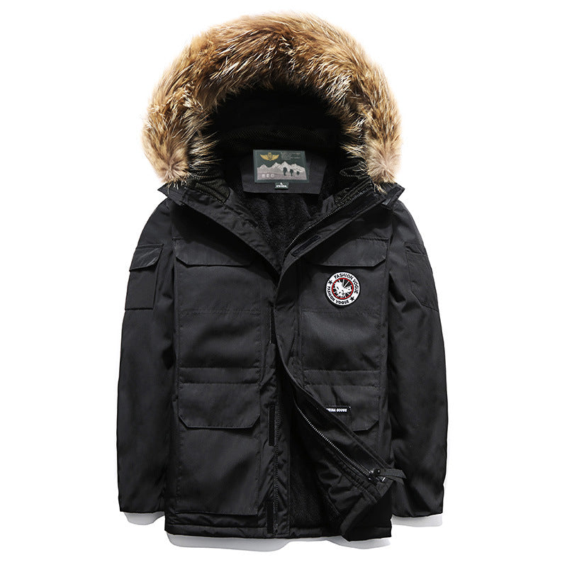 Men's winter parka with hood and faux fur trim, insulating thermal lining & multiple pockets Mune Fashion