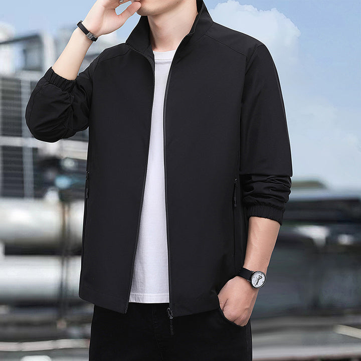 Men's Lightweight Softshell Jacket with Stand-up Collar, Full-Length Zipper and Elastic Cuffs Mune Fashion