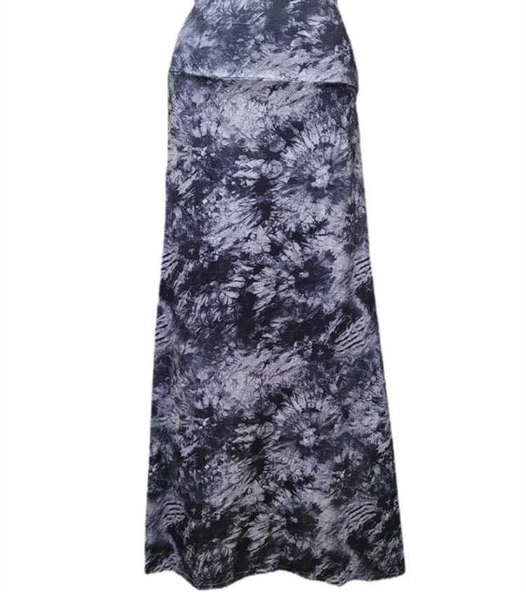 Women’s maxi skirt with elastic waistband and side pockets in boho pattern Mune Fashion