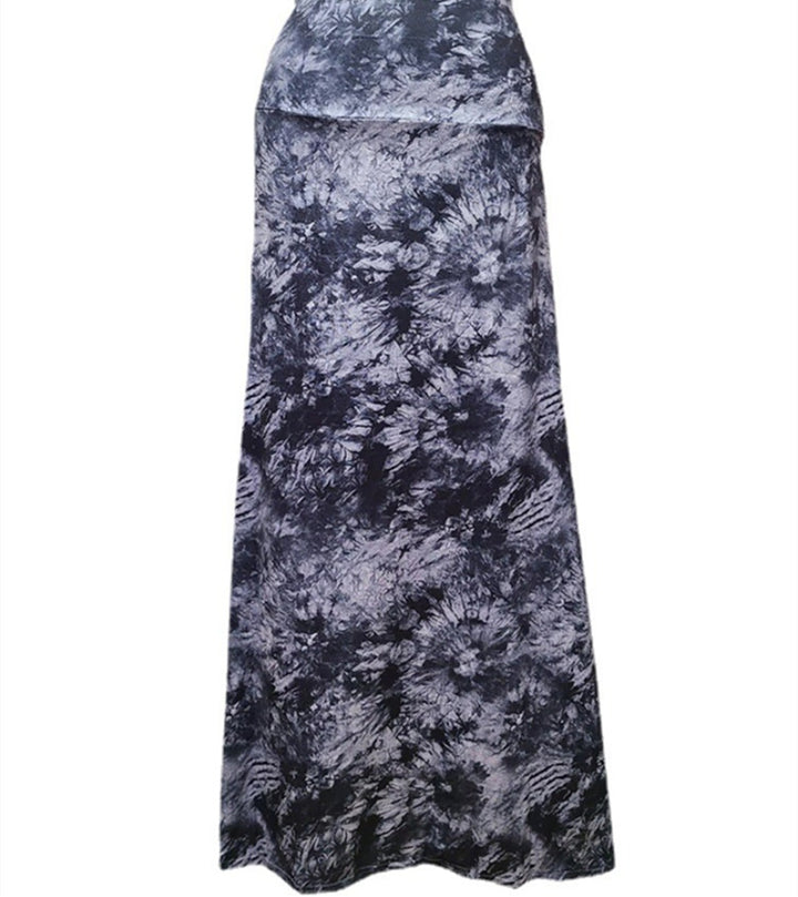 Women’s maxi skirt with elastic waistband and side pockets in boho pattern Mune Fashion