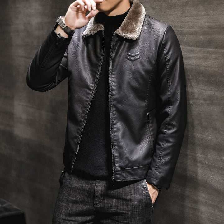 Men's fashionable and warm leather jacket Mune Fashion