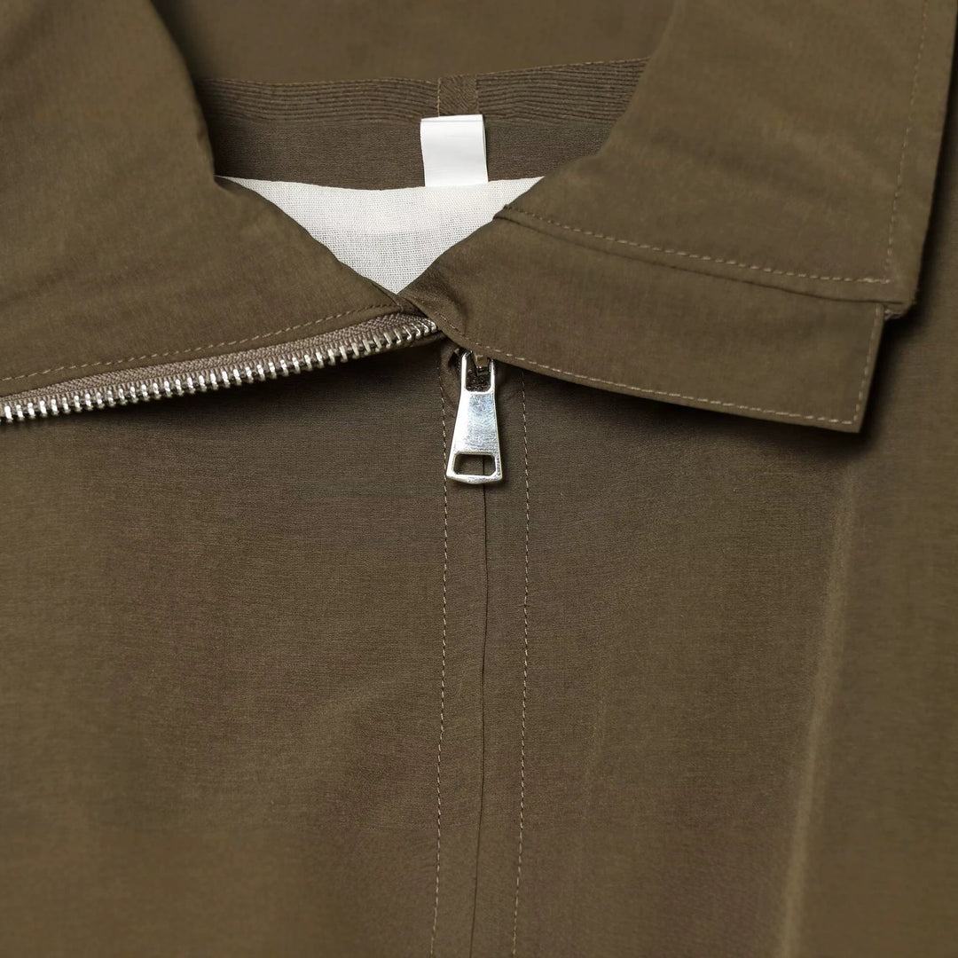 Women Cropped Boxy-Utility-Jacket with Zipper and Drawstring Hem Mune Fashion