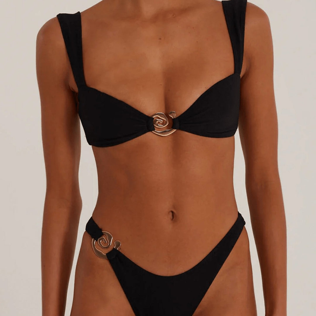 Women's elegantly cut bikini set with decorative metal elements Mune Fashion