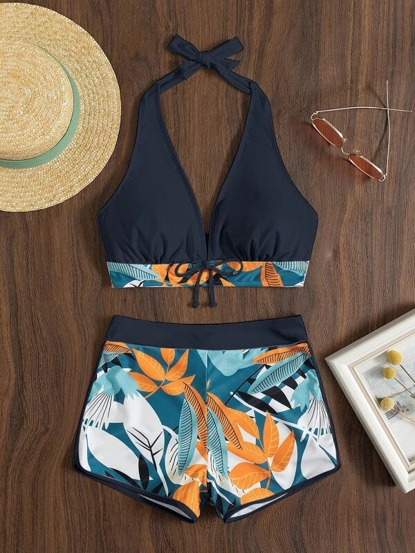 Women's bikini set with fashionable triangle top and sporty high-waisted bottoms Mune Fashion