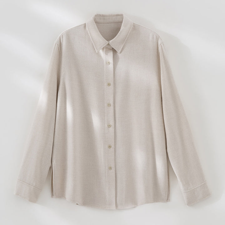 Women's Light Oversized Shirt Blouse made of Structured Jersey with Kent Collar Mune Fashion