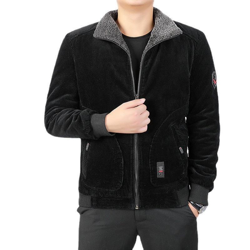 Men's cord jacket with sherpa collar and warming teddy fleece lining Mune Fashion